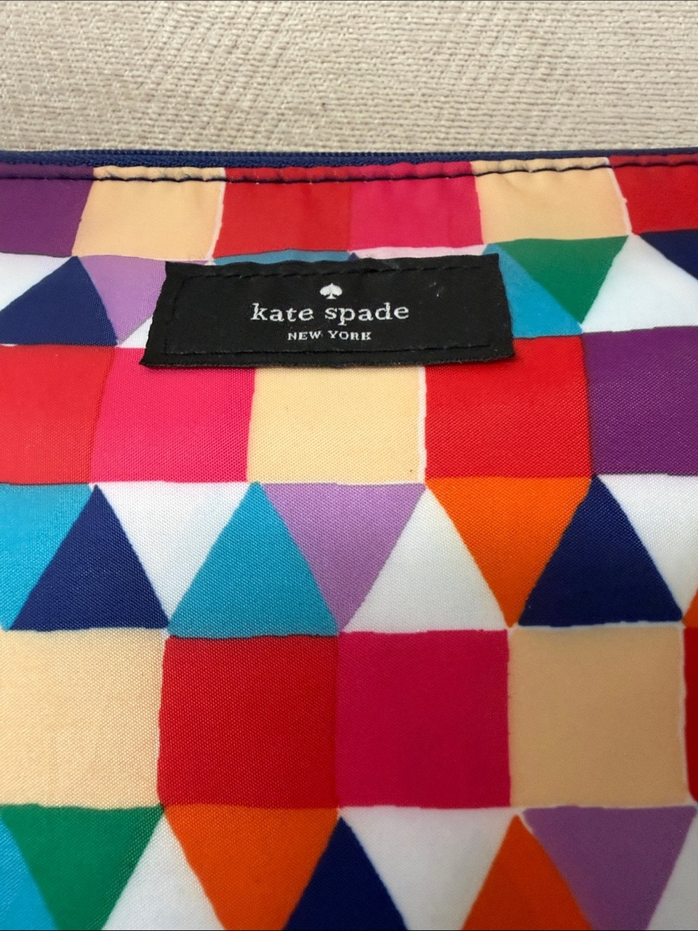 kate spade Multicolor Geometric Cosmetic Pouch - Navy Trim - Picture 6 of 11